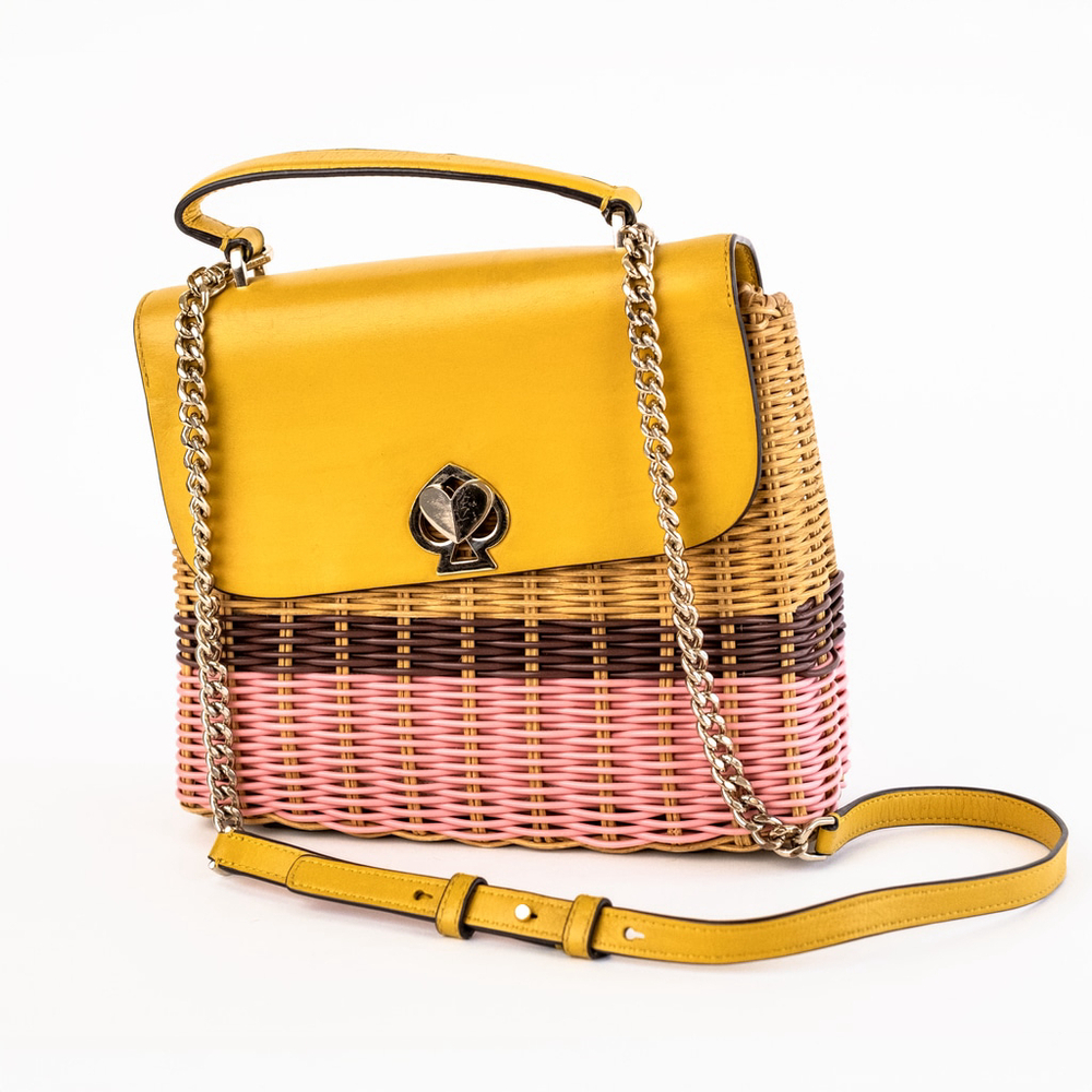 Kate Spade New York Romy Wicker Leather Trim Medium Top Handle Bag $358 - Picture 5 of 15